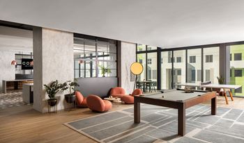Social lounge with kitchen and media room